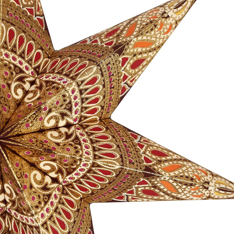 Khidki Braun/Goldglitter, 7 Zacken , 60cm